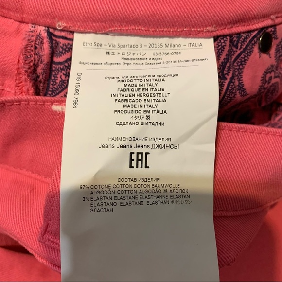Etro Pink Embroidered Skinny Size 28 Raw hem, front and back pockets - Picture 8 of 10